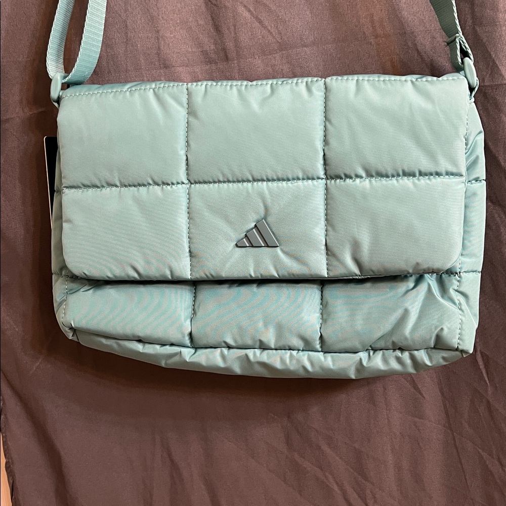 NWT Adidas Stylish pufferTeal green Quilted crossbody adjustable strap Bag - Picture 5 of 7